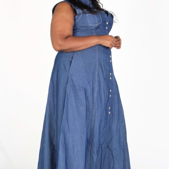 NWT Demin Plus Maxi Button Down Dress - Picture 5 of 9